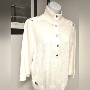 Lauren Ralph Lauren 3/4 Sleeve Standup Collar Ivory Sweater Excellent Condition